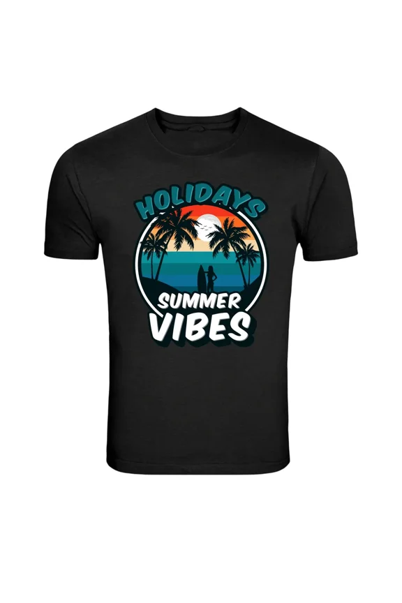 Holidays Summer Vibes Tropical Beach Sunset Surf T-Shirt, for men & women, Size S-5XL