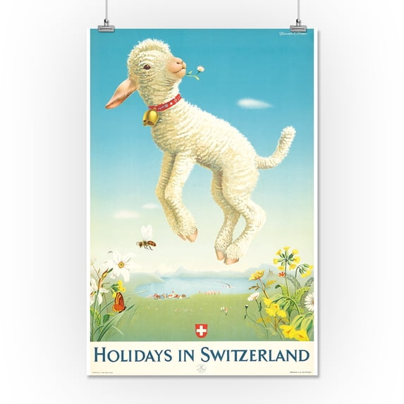 Holidays in Switzerland Vintage Poster (artist: Brun, Donald) Switzerland c. 1945 (16x24 Giclee Gallery Print, Wall Decor Travel Poster)