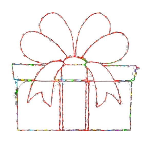 Holidynamics LED Color Changing RGBWW Outdoor Metal Frame 44in Gift Box Christmas Display