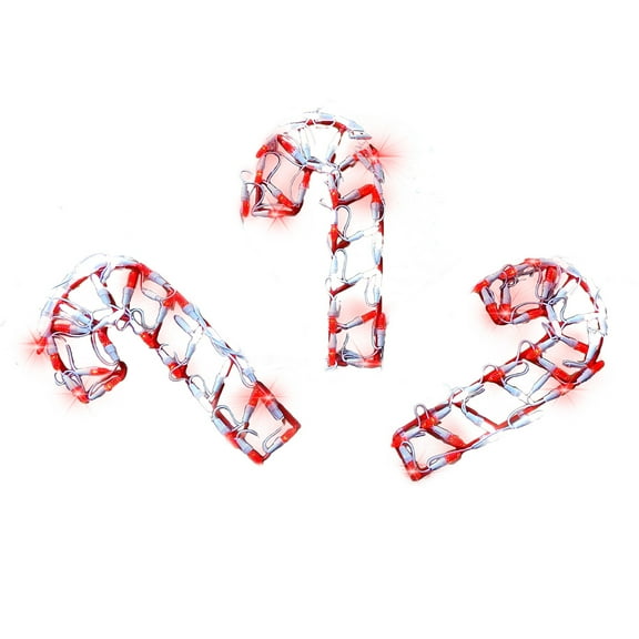 Holidynamics LED Outdoor Metal Frame 13in Candy Cane (set of 3) Christmas Display