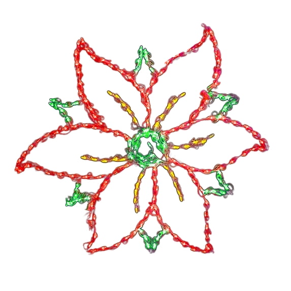 HOLIDYNAMICS LED Lighted Poinsettia Decoration for Lawn, 32in Metal Frame Xmas Display