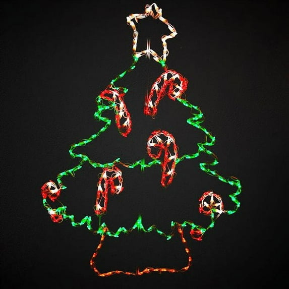 Holidynamics LED Outdoor Metal Frame 60in Christmas Tree with Candy Canes Christmas Display