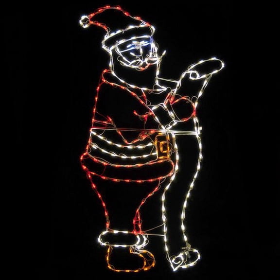 HOLIDYNAMICS LED Outdoor Metal Frame 76in Santa with List Xmas Display