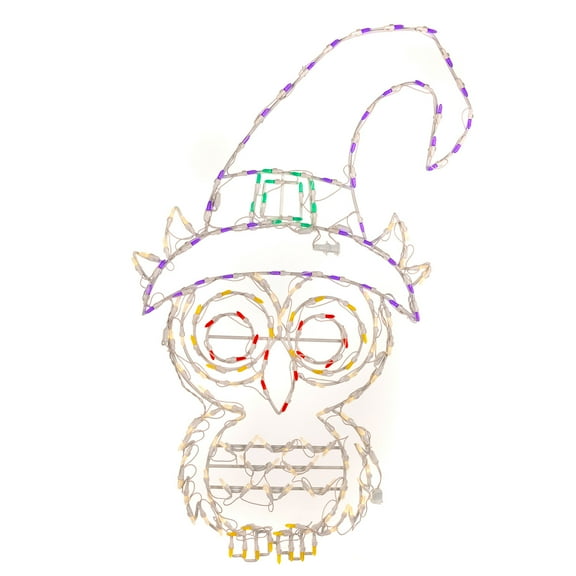 Holidynamics LED Outdoor Metal Framed 45in Witch Owl Halloween Display