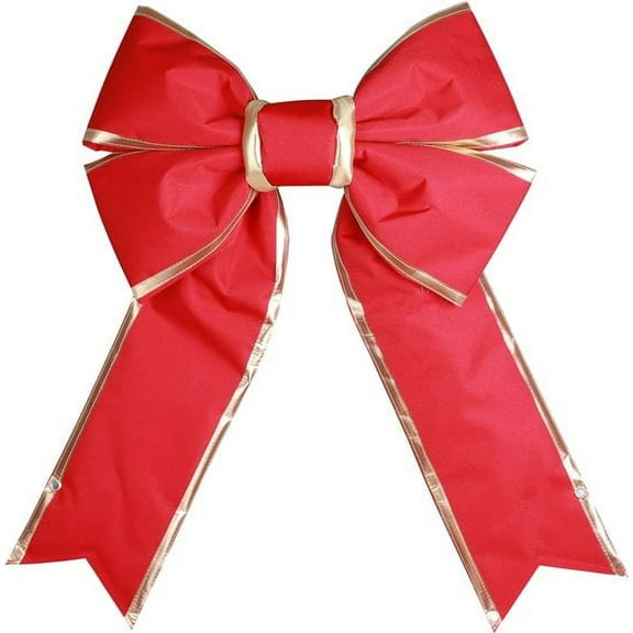 Holidynamics Outdoor Structural 18in Red Canvas Bow with Gold Trim