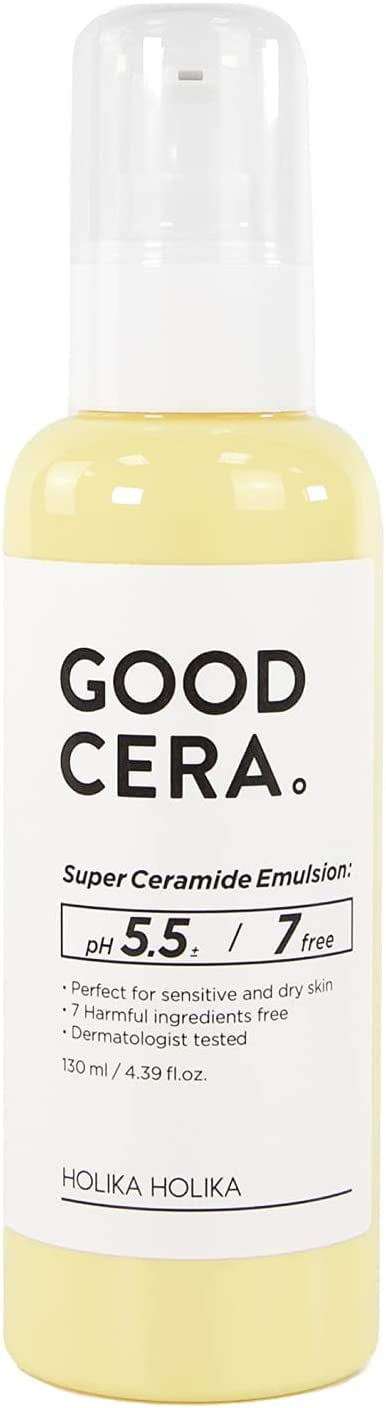 Holika Holika Good Cera Super Ceramide Emulsion - Ceramide Moisturizer Emulsion Extract for Dry & Sensitive Skin – Gluten - Gentle Emulsion Korean Skin Care Products (130ml 4.39 fl oz)