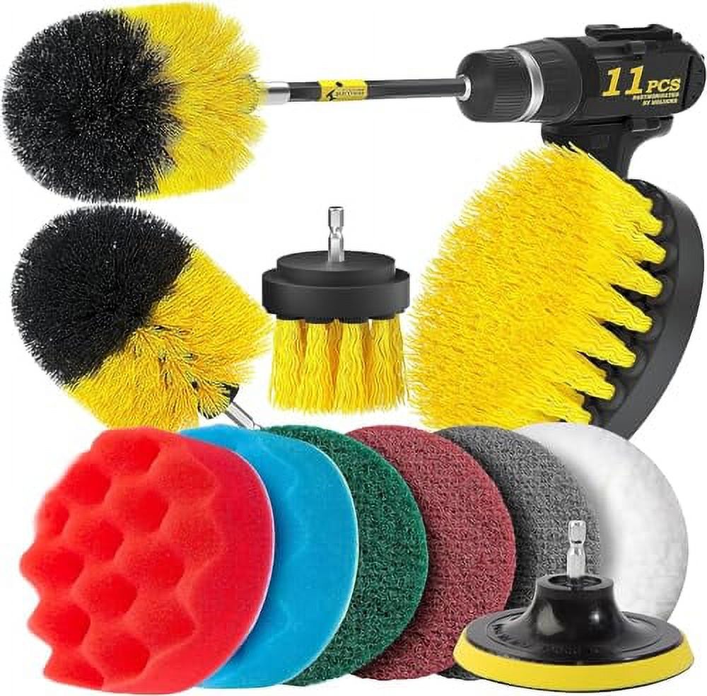 Holikme 11 Piece Drill Brush Attachment Set Scouring Pads Power