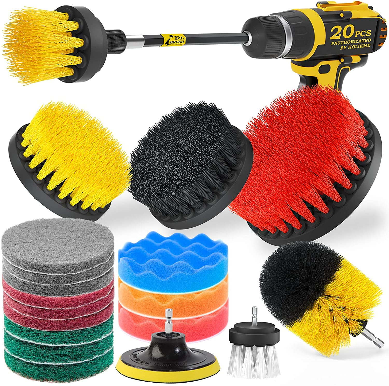 38 Pack Drill Brush Attachments Set Scrub Pads and Sponge Power Scrubber  Brush with Extend Long Attachment All Purpose Clean - AliExpress
