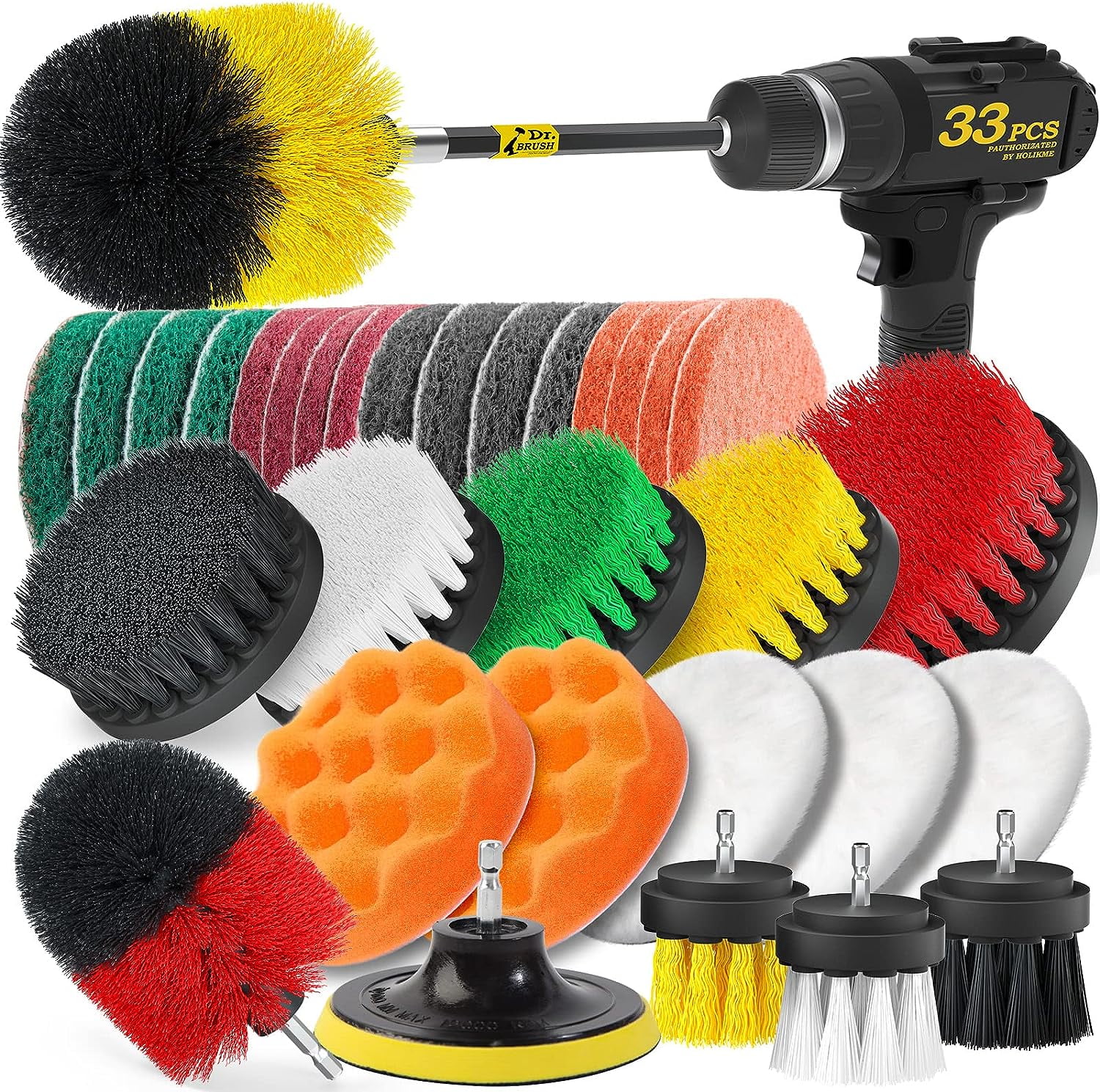 1 Set/3 PCS Electric Brush Kit Power Scrubber Pad Drill Cleaning Brush For  Carpet Glass