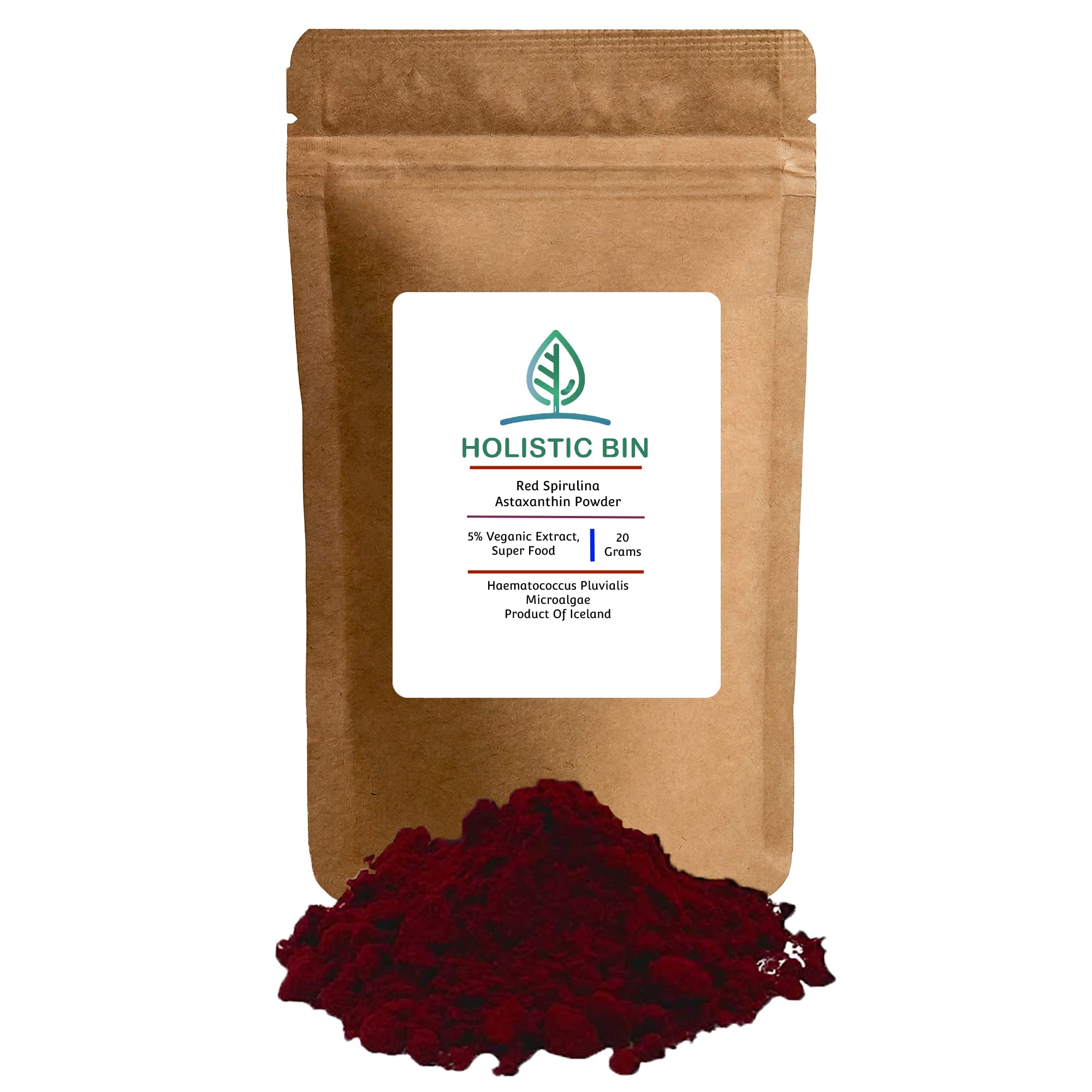 Holistic Bin Organic Astaxanthin Powder Powerful Natural Antioxidant