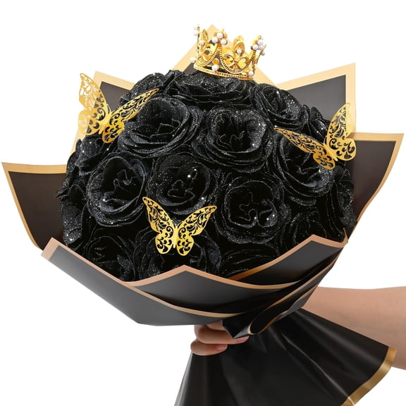 Holjwex Artificial Flowers, Glitter Rose Bouquet Party Tools Gifts
