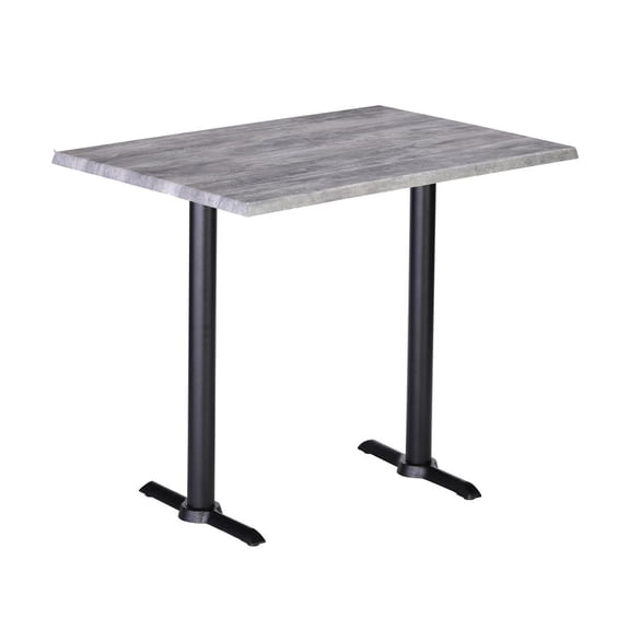Holland 42" Black 2 Base Rectangle Table in Greystone Top