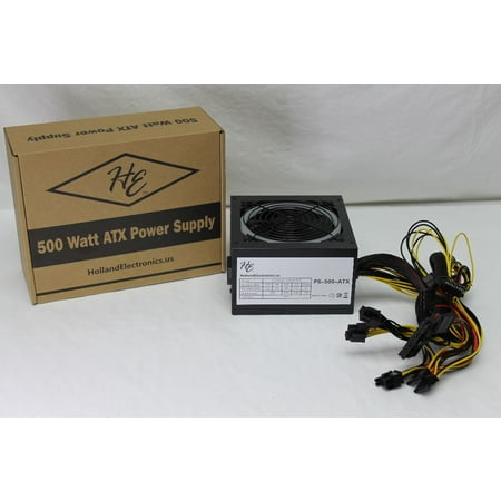 Holland ATX Power Supply Unit - PS500R1 - 500W - 120mm Ball Bearing Fan - Black with Color