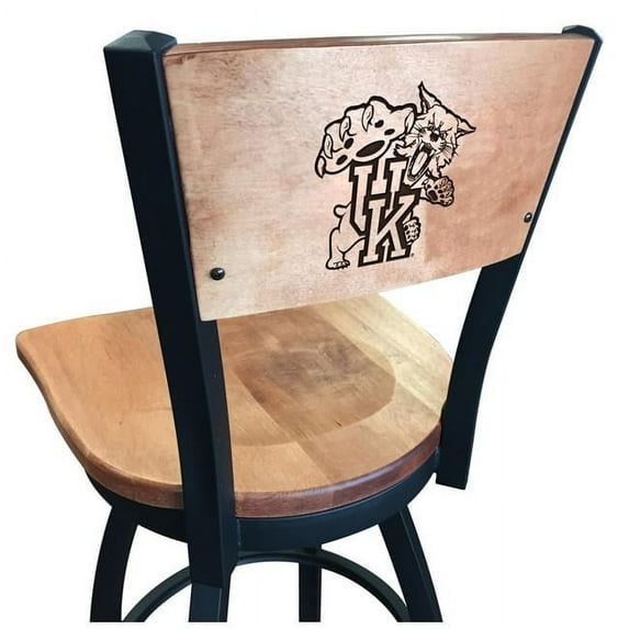 Holland Bar Stool 25 in. L038 - Black Wrinkle Kentucky in. Wildcat in. Swivel Bar Stool with Laser Engraved Back