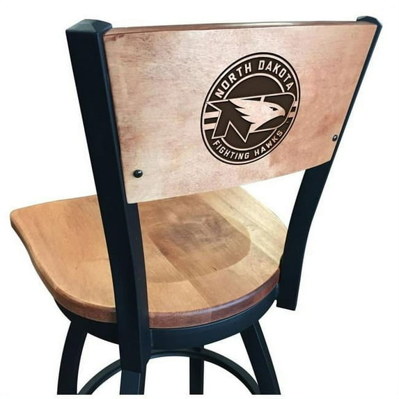 Holland Bar Stool 25 in. L038 - Black Wrinkle North Dakota Swivel Bar Stool with Laser Engraved Back - Black - 25in.