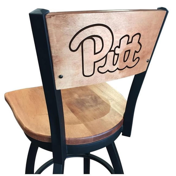 Holland Bar Stool 25 in. L038 - Black Wrinkle Pitt Swivel Bar Stool with Laser Engraved Back