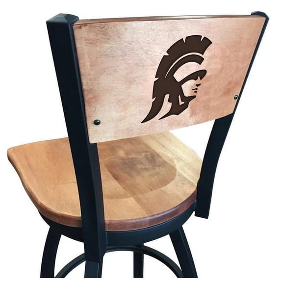 Holland Bar Stool 25 in. L038 - Black Wrinkle USC Trojans Swivel Bar Stool with Laser Engraved Back - Black - 25in.