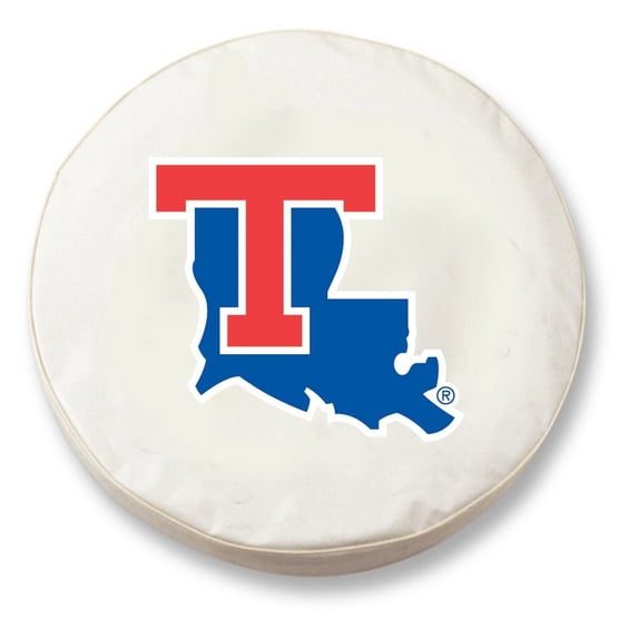 NCAA Tire Cover by Holland Bar Stool - LA Tech, White - 29 L x 8 W