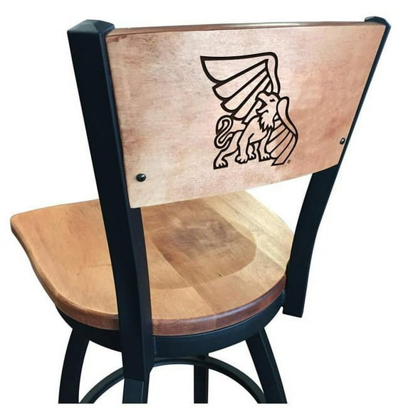 Holland Bar Stool 30 in. L038 - Black Wrinkle Missouri Western State Swivel Bar Stool with Laser Engraved Back