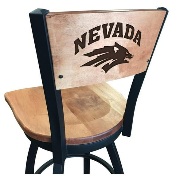 Holland Bar Stool 30 in. L038 - Black Wrinkle Nevada Swivel Bar Stool with Laser Engraved Back - Black - 30in.