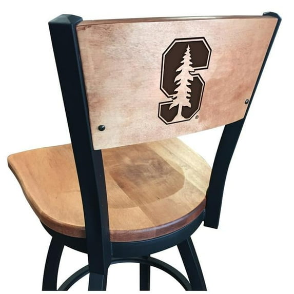 Holland Bar Stool 30 in. L038 - Black Wrinkle Stanford Swivel Bar Stool with Laser Engraved Back