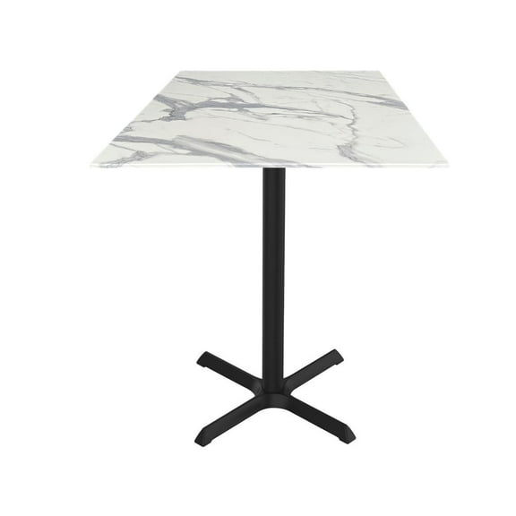 Holland Bar Stool 36" Tall OD211 Indoor/Outdoor All-Season Table with 32" x 32" Square White Marble Top