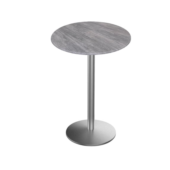 Indoor/Outdoor 36" Tall OD214 Stainless Steel Table Base with 22" Diameter Foot and 36" Diameter Indoor/Outdoor Greystone Top by the Holland Bar Stool Co.
