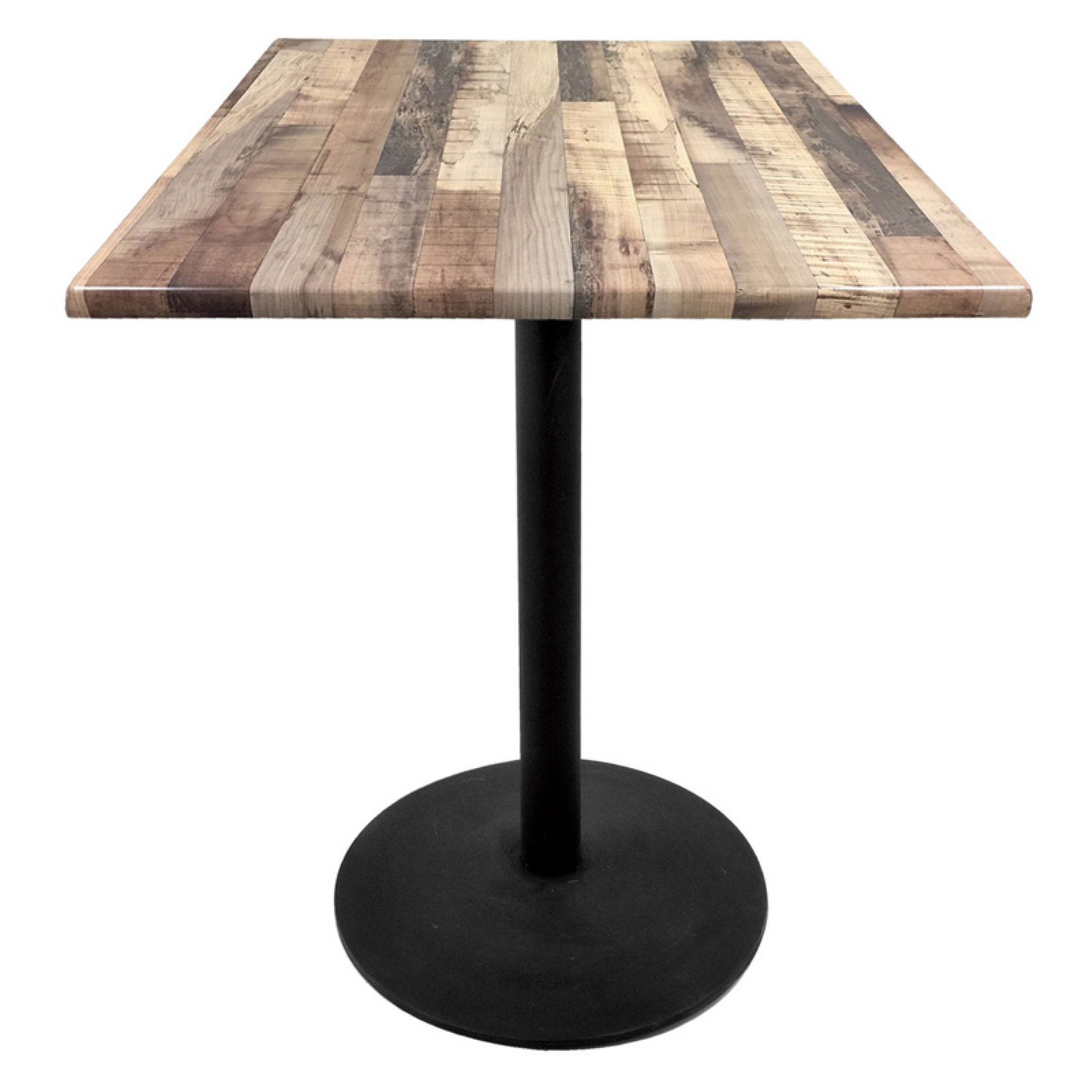 Indoor/Outdoor 30" Tall OD214 Black Table Base with 22" Diameter Foot and 36" x 36" Square Indoor/Outdoor Rustic Top by the Holland Bar Stool Co. - image 1 of 5