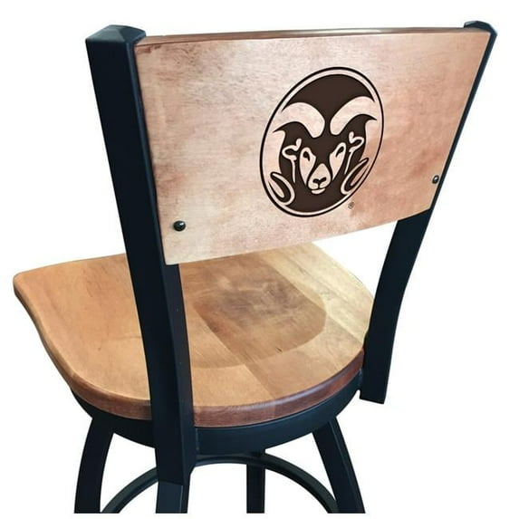 Holland Bar Stool 36 in. L038 - Black Wrinkle Colorado State Swivel Bar Stool with Laser Engraved Back