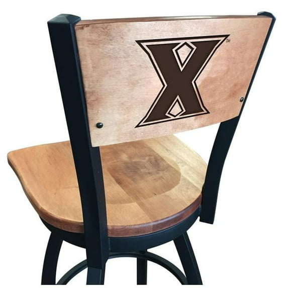 Holland Bar Stool 36 in. L038 - Black Wrinkle Xavier Swivel Bar Stool with Laser Engraved Back