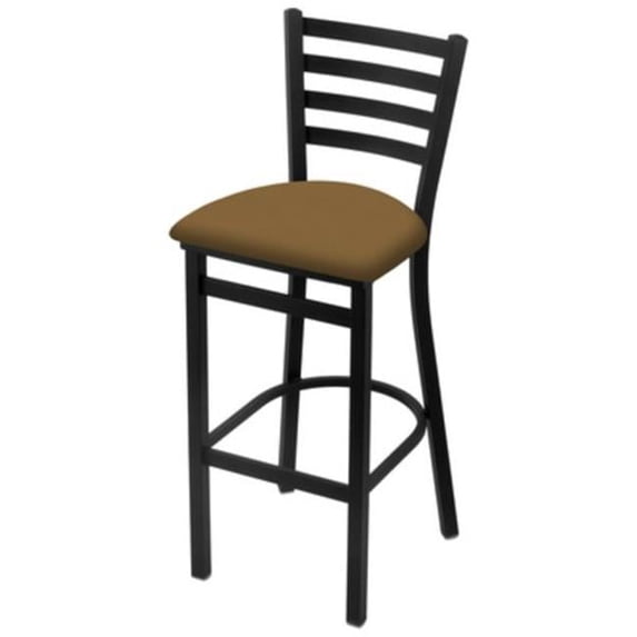 400 30" Stationary Bar Stool with Black Wrinkle Finish and Canter Iron Seat