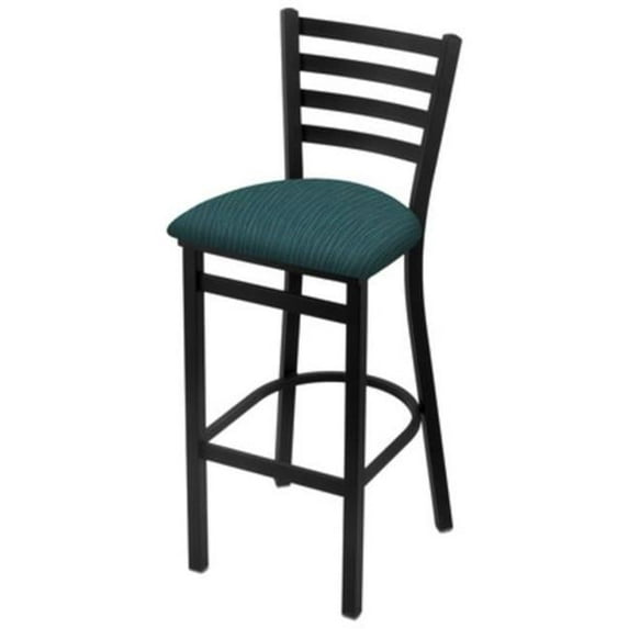 400 30" Stationary Bar Stool with Black Wrinkle Finish and Canter Saddle Seat