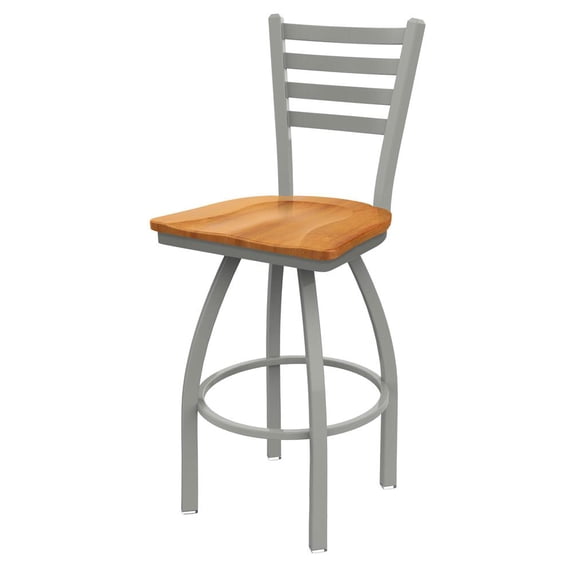 Holland Bar Stool 410 Jackie 36" Swivel Bar Stool with Anodized Nickel Finish and Medium Maple Seat