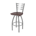 thumbnail image 1 of 410 Jackie Stainless Steel 30" Swivel Bar Stool with Dark Cherry Oak Seat, 1 of 3