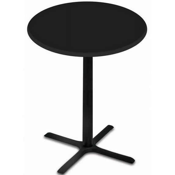 Holland Bar Stool 42 in. Black Table with 36 in. Diameter Indoor & Outdoor Black Steel Round Top