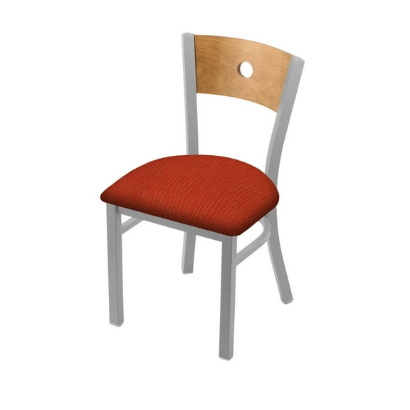 Holland Bar Stool 630 Voltaire 18" Chair with Anodized Nickel Finish, Medium Back, and Graph Poppy Seat