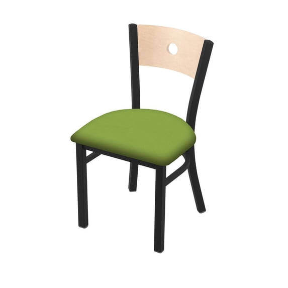 Holland Bar Stool 630 Voltaire 18" Chair with Black Wrinkle Finish, Natural Back, and Canter Kiwi Green Seat
