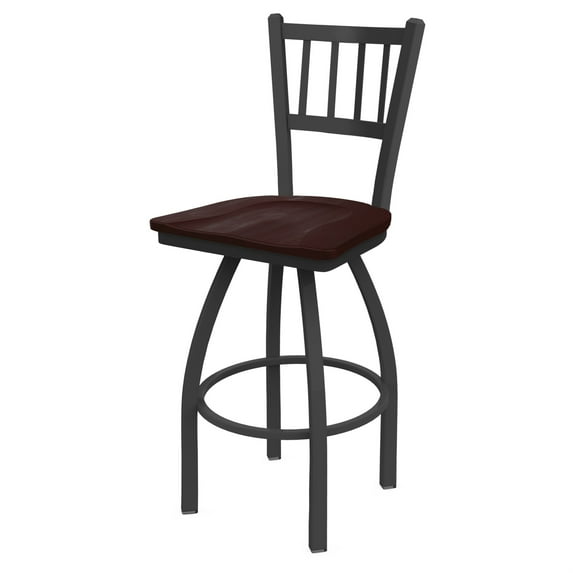 810 Contessa 25" Swivel Counter Stool with Pewter Finish and Dark Cherry Maple Seat