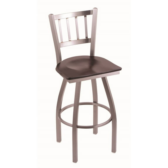 Holland Bar Stool 810 Contessa Stainless Steel 25" Swivel Counter Stool with Dark Cherry Maple Seat