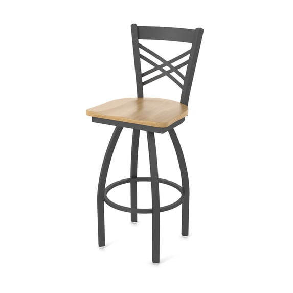 802 Misha 18" Swivel Vanity Stool with Bronze Finish and Natural Maple Seat