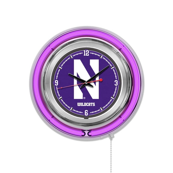 Northwestern University 15" Double Neon Wall Clock