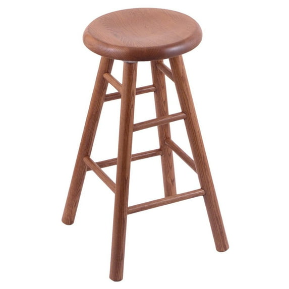 Holland Bar Stool Oak Saddle Dish Counter Stool with Smooth Legs, Medium Finish, and 360 Swivel