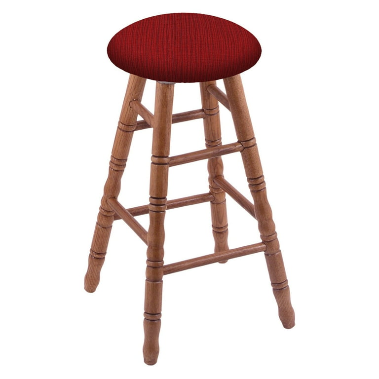 Holland Bar Stool Co Oak Stool with Turned Legs and Fabric Seat