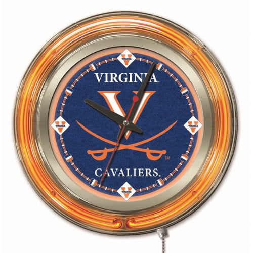 Holland Bar Stool Virginia Double Neon Ring, 15" dia. Logo Clock
