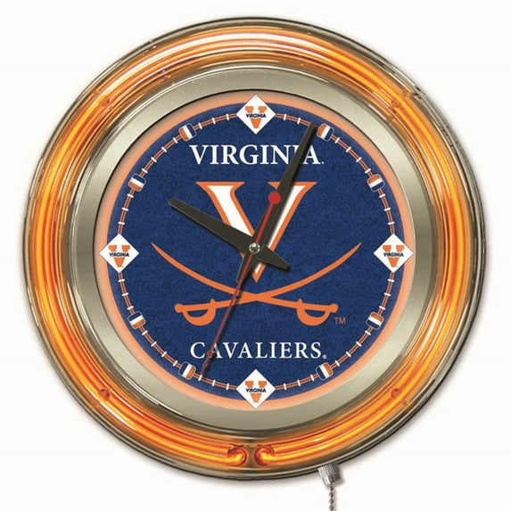 Holland Bar Stool Virginia Double Neon Ring, 15" dia. Logo Clock