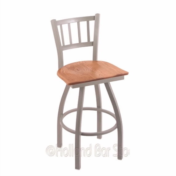 Holland Contessa XL 36" Bar Stool - Nickel/Medium Oak Seat