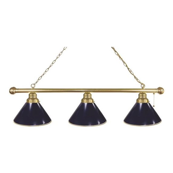Holland Bar Stool Dark Blue 3 Shade Pool Billiard Light, Brass