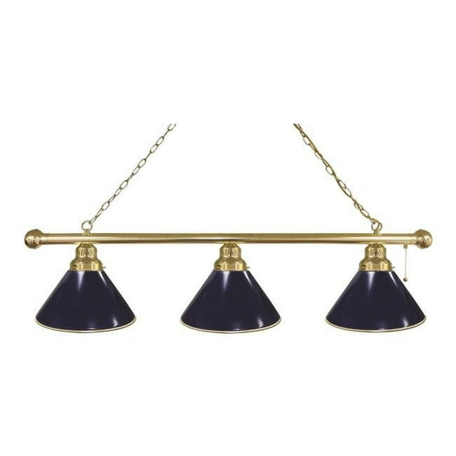 Holland Bar Stool  Dark Blue 3 Shade Pool Billiard Light, Brass