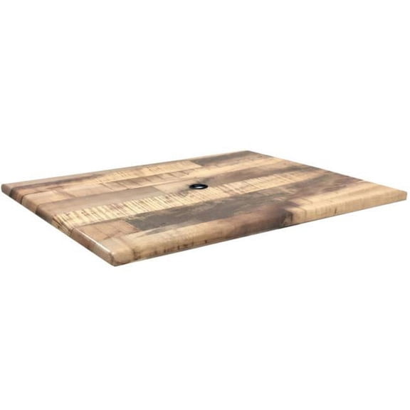 Holland Bar Stool OD3048RusticU 30 x 48 in. Rustic, Indoor & Outdoor All-Season Rectangle Enduro Table Top with Umbrella Hole, Brown & Rustic Wood