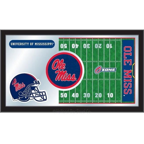 Holland Bar Stool Ole Mississippi Football Mirror - Black - 15 x 26 in.